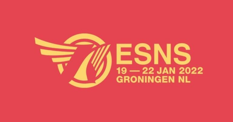 Logo ESNS rood met gele letters