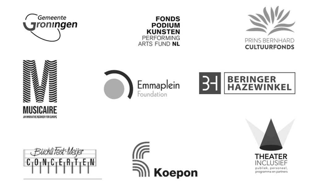 Logo's van donoren van SPOT Groningen: o.a. Gemeente Groningen, Fonds Podium Kunsten, Prins Bernhard Cultuurfonds