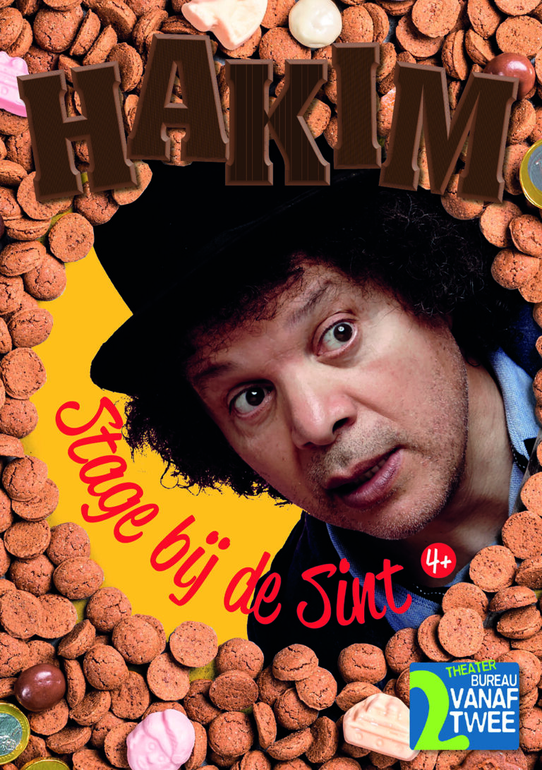 Een man met krullend haar kijkt verbaasd, omringd door pepernoten en de tekst 