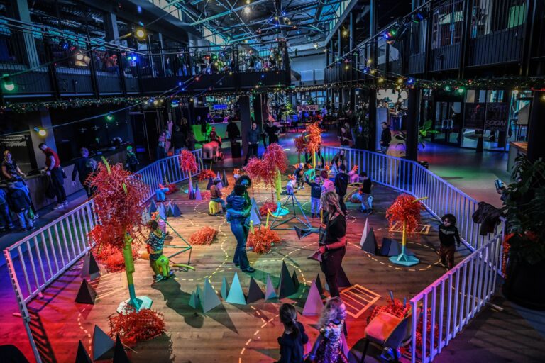 Een spel met een parcours voor kleinere kinderen tijdens My First Festival.