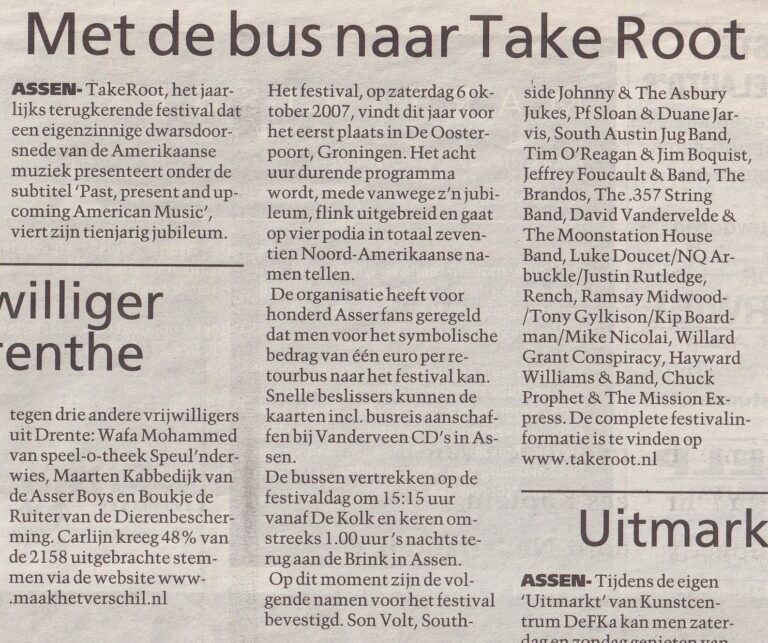 Een artikel over busreizen naar Take Rock met informatie en aankondigingen.
