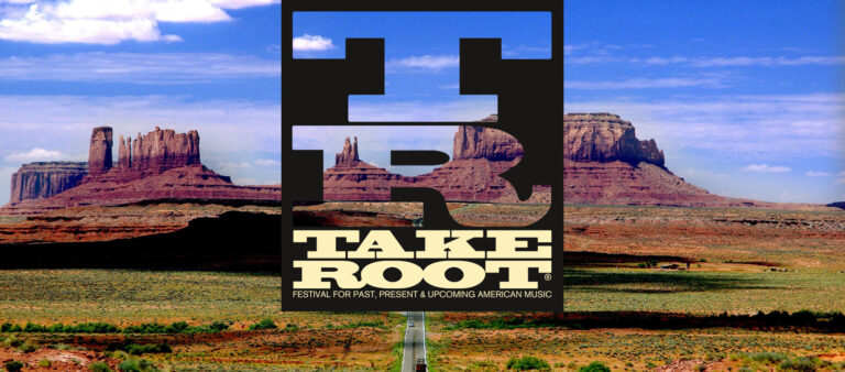 Logo van TakeRoot met een Amerikaans woestijn op de achtergrond.