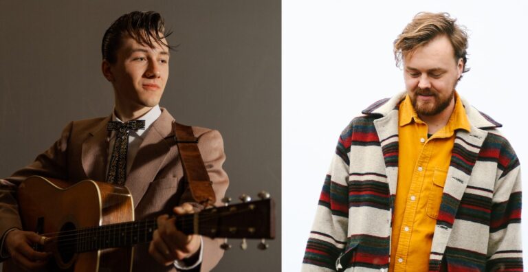 twee mannen voor een witte achtergrond en bruine achtergrond