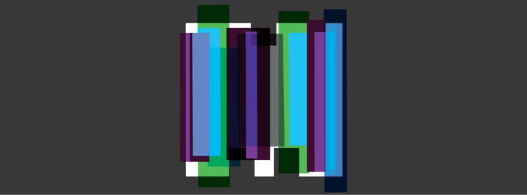 Abstract patroon met meerdere kleurrijke verticale stroken die elkaar overlappen.